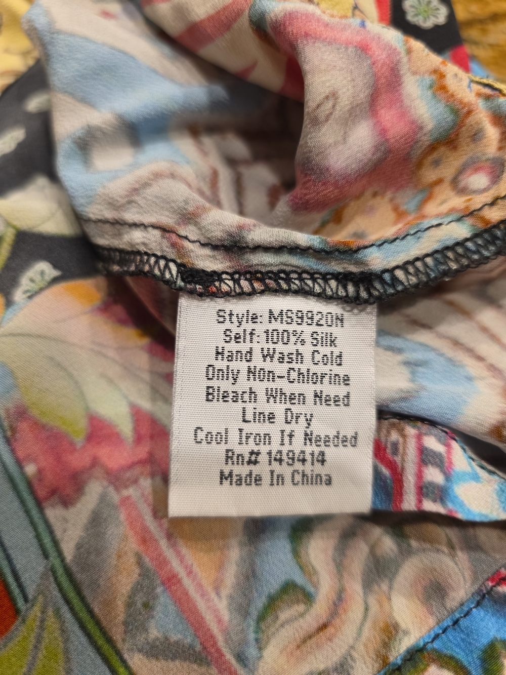 Johnny Was Black Floral Scoop Neck Blouse with Orange Accents - Picture 5 of 7